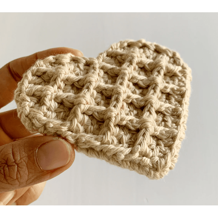 Crochet Heart Waffle with Whipped Cream and Strawberry nazimaknits