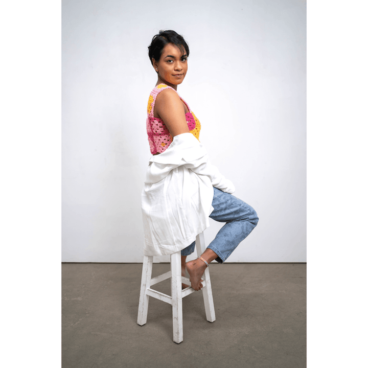 Reversible Granny Square Fuchsia Crop Top nazimaknits