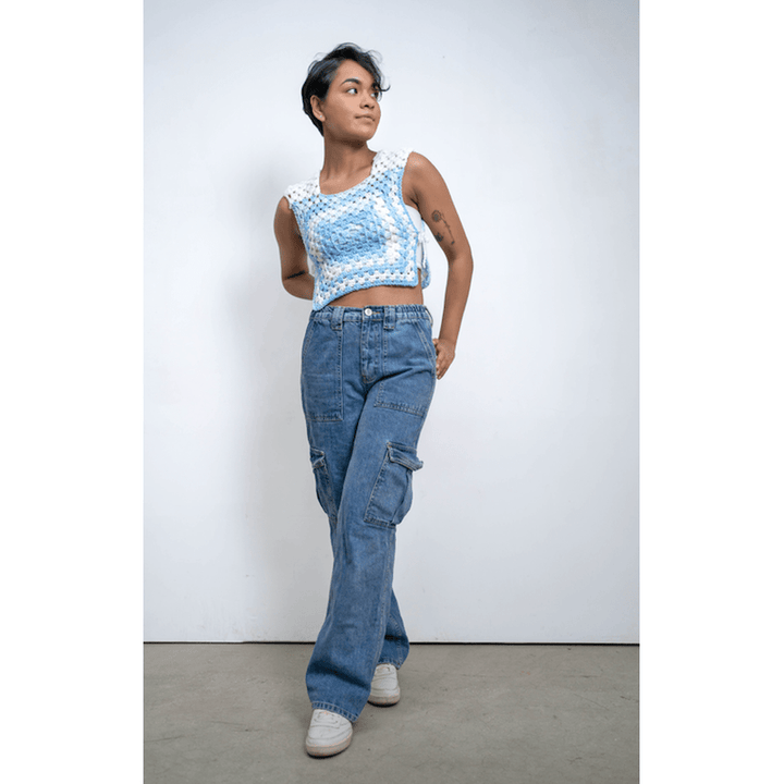 I'm Blue Giant Granny Square Crop Top nazimaknits