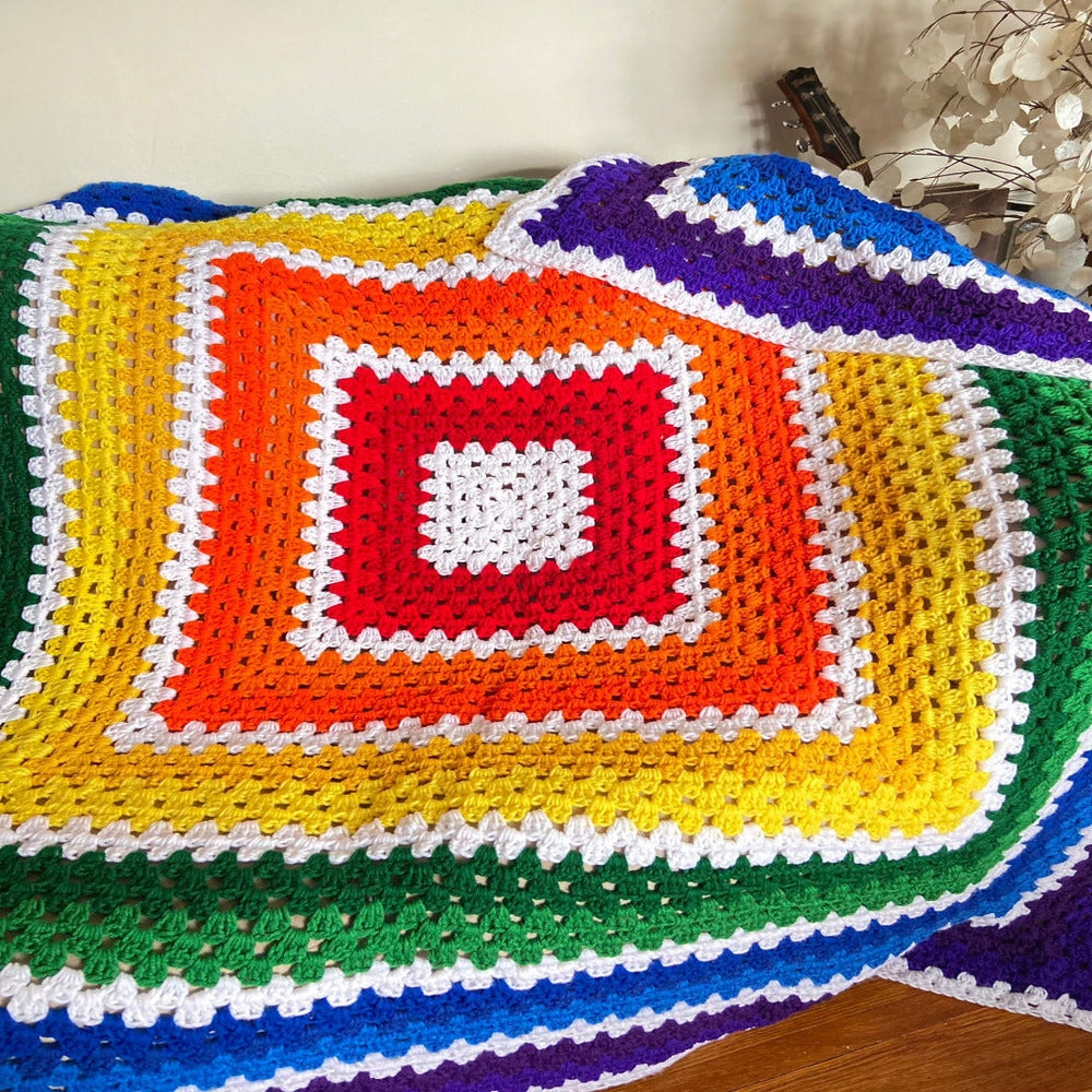 Crochet HandMade Rainbow Blanket| 84" x 84" | NazimaKnits ✨ nazimaknits