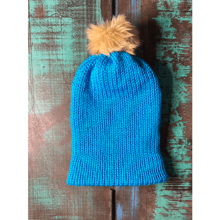 Loomed Beanie with Faux Fur PomPom nazimaknits