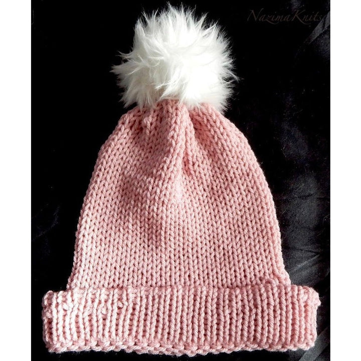 Loomed Beanie with Faux Fur PomPom nazimaknits