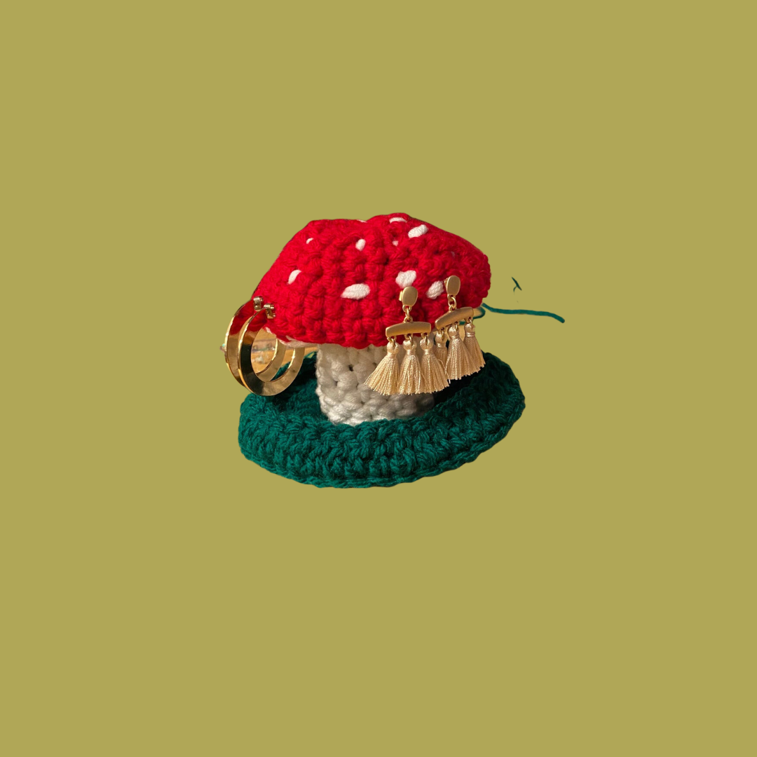 Crochet Mushroom Earring Holder 🍄