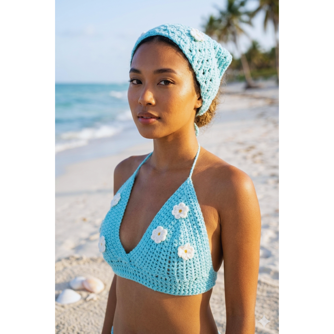 Crochet Flower Bandana
