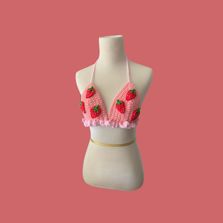 Strawberry Froyo Bikini Top | Sweet and Refreshing Women's Swimwear | Handmade Beach Fashion