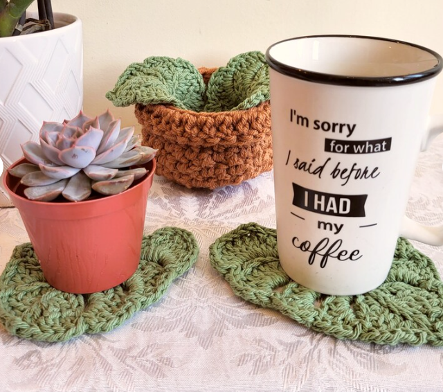 Crochet Monstera Plant Coaster set 🪴