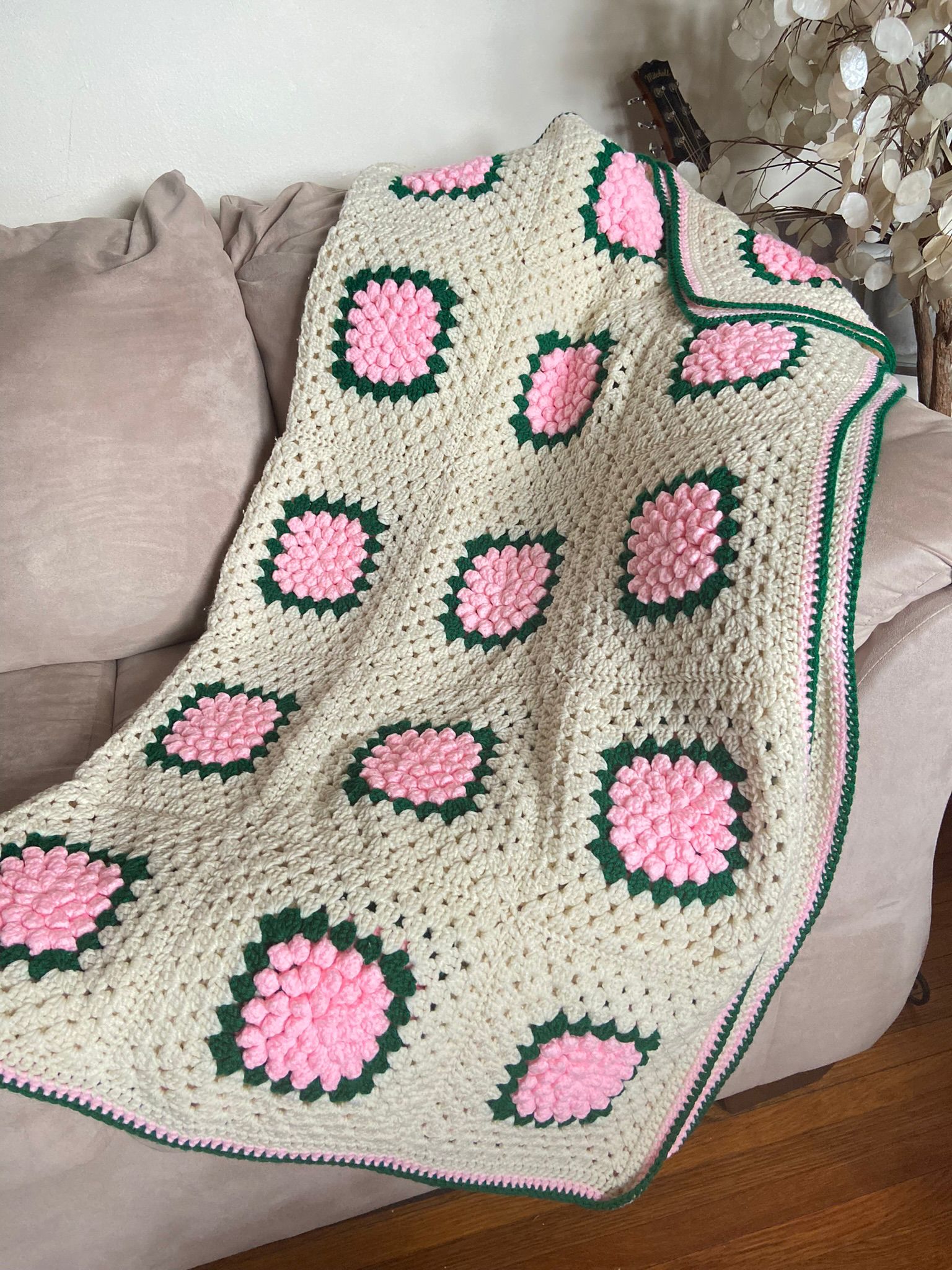 Hand top crafted Crotchet colorful blanket/throw