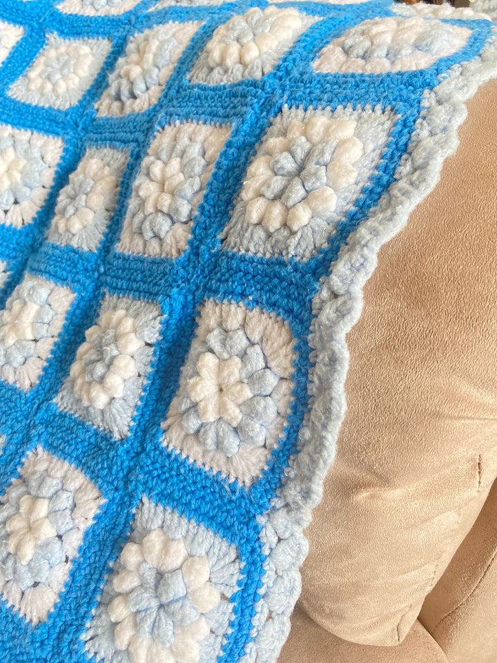 Vintage Crochet Blue Baby Blanket| NazimaKnits