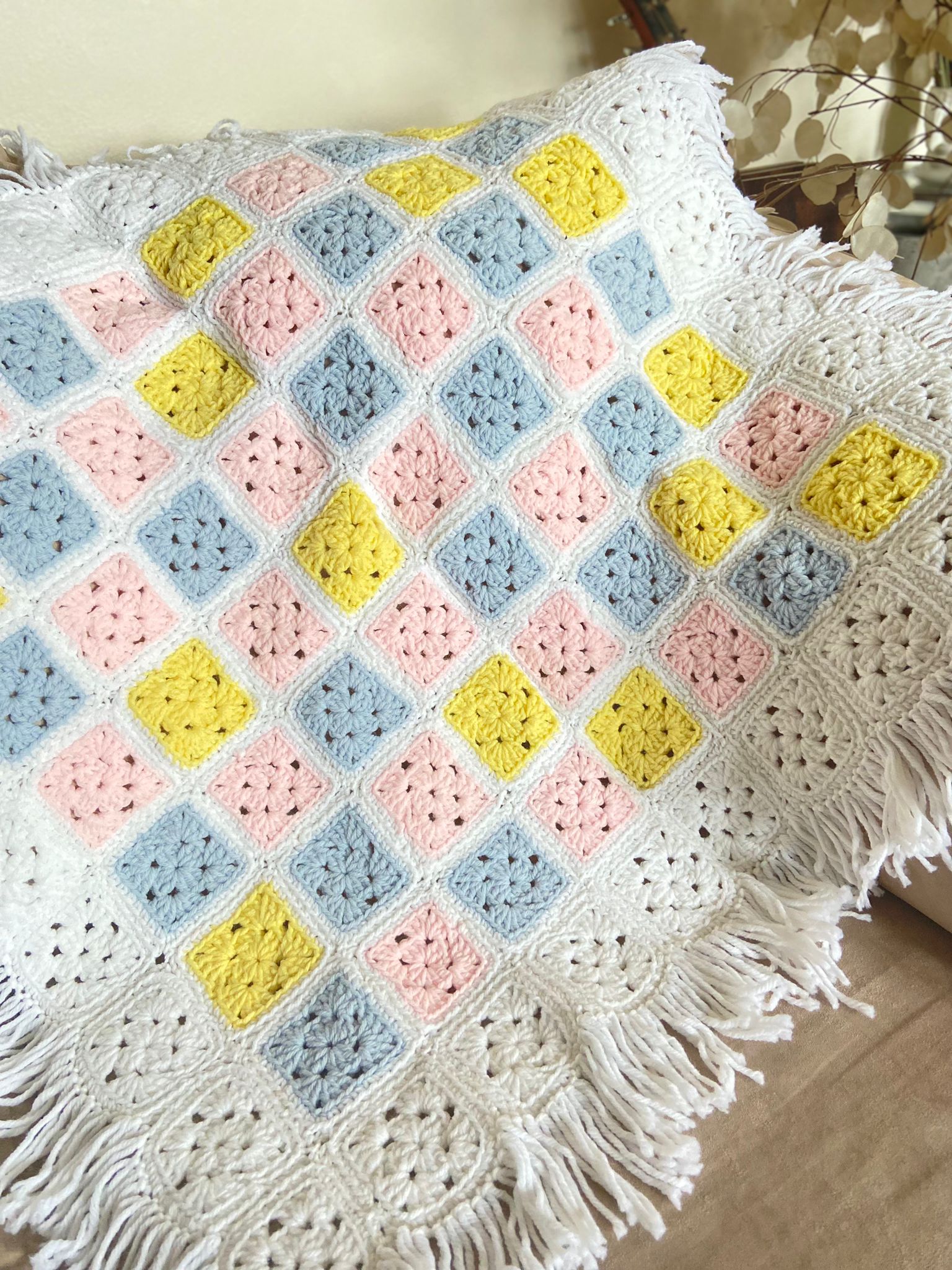 Vintage Handmade Crochet Baby Blanket NazimaKnits|