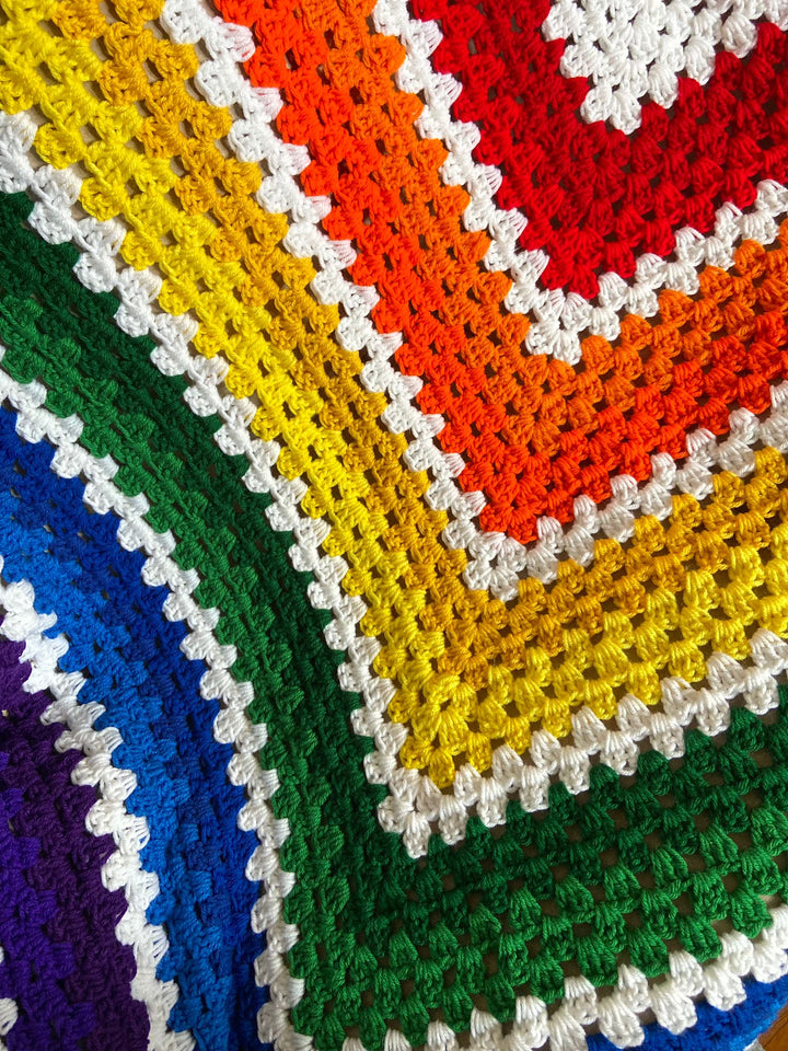 Crochet HandMade Rainbow Blanket| 84" x 84" | NazimaKnits ✨