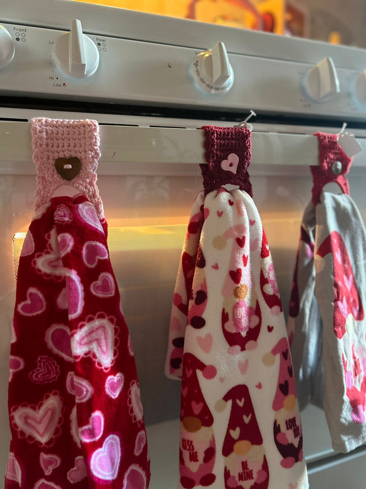 Heartfelt Romance Crochet Towel Holder Set with Complimentary Towel