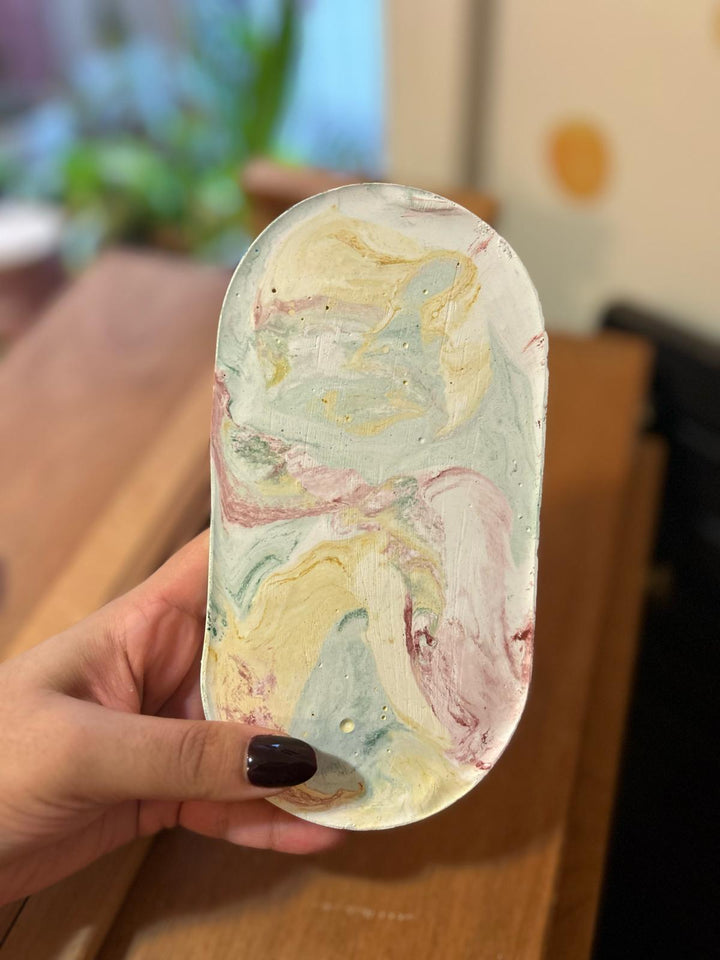 Pink Marble Toned Ceramic Tray