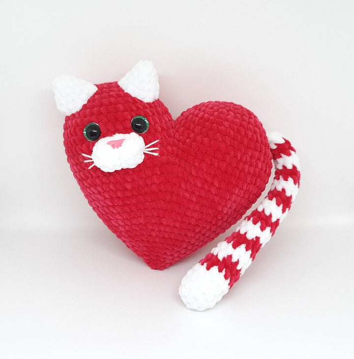 Crochet Heart Cat Plush