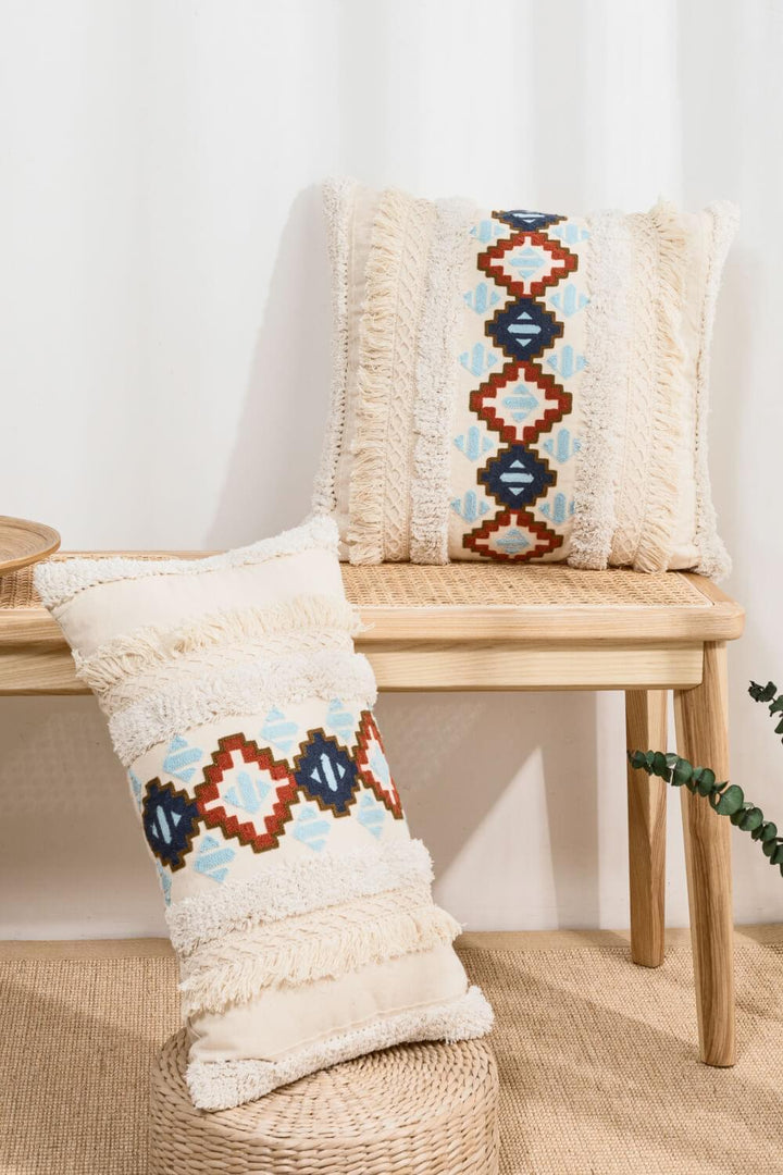 2 Styles Embroidered Fringe Detail Pillow Cover - Add a Touch of Elegance to Your Home Decor