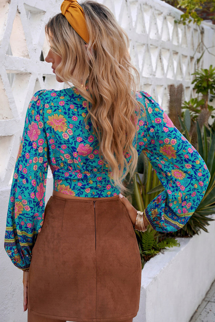 Floral Bow Detail Cropped Top