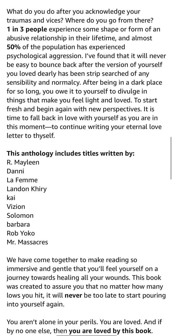 Unfinished Love Letters to Thyself: A collection of free-verse and prose poetry to our inner beings.
